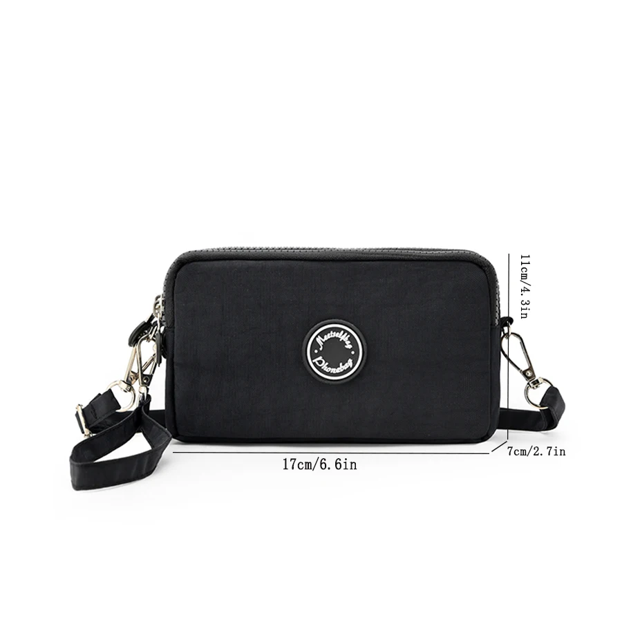Fashion ladies crossbody bag  large capacity single shoulder bag with three zippers  phone and loose change storage bag