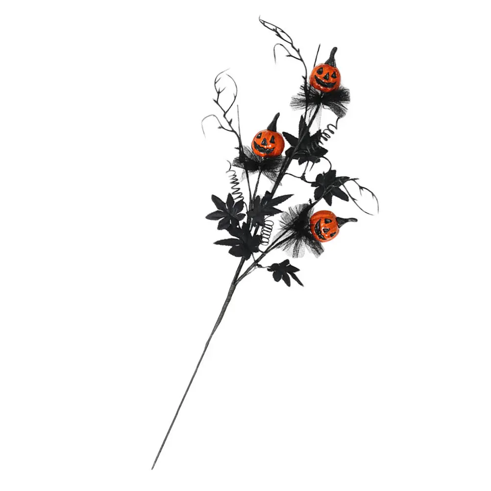 

Black Artificial Fall Stems For Halloween Decorations Faux Maple Leaf Branch Fake Pumpkin Plant Stem For Floral