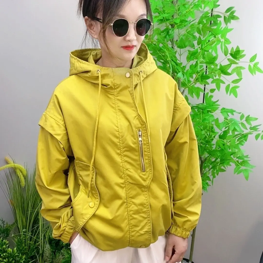Veste à capuche ample et courte pour femme, nouvelle collection printemps et automne 2025