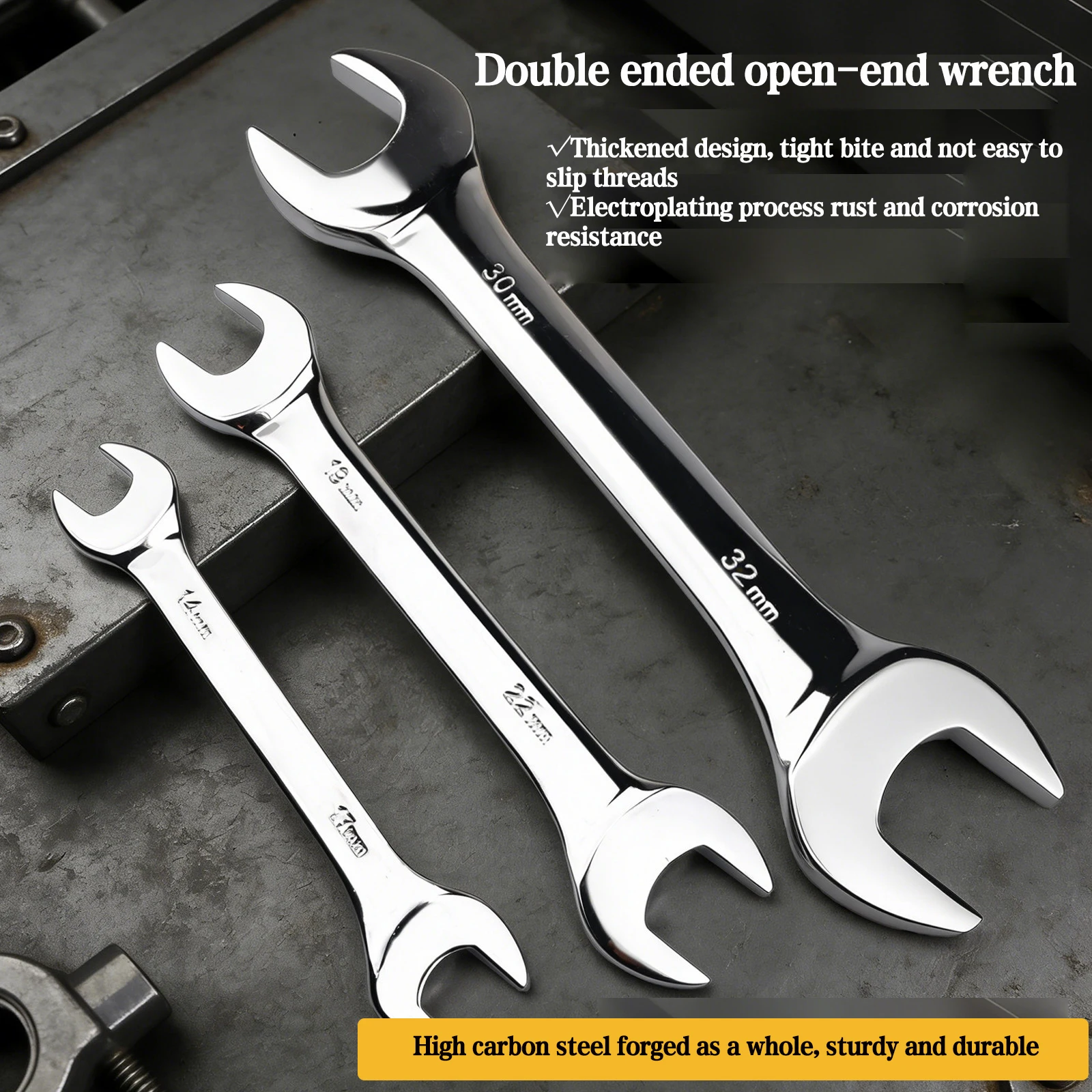 Double Open End Wrench Set Chrome Vanadium Steel Non-Slip Spanner Tool Kit for Auto Repair Machinery Maintenance 5.5-7/46-50mmmm