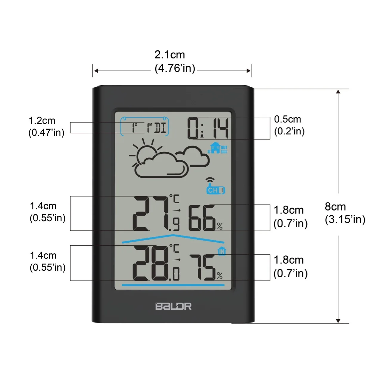 

Household indoor and outdoor thermometer Wireless weather station LCD large screen display Weather forecast