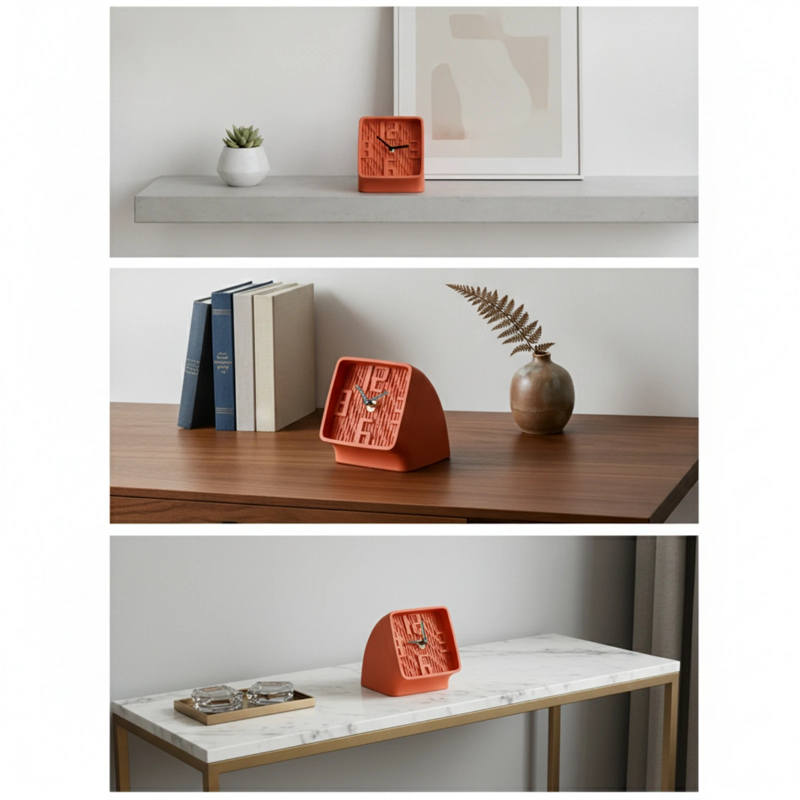 Desktop Clock Ornament Sophisticated Clock with Standing Base Modern Stylish for Shelf, Office