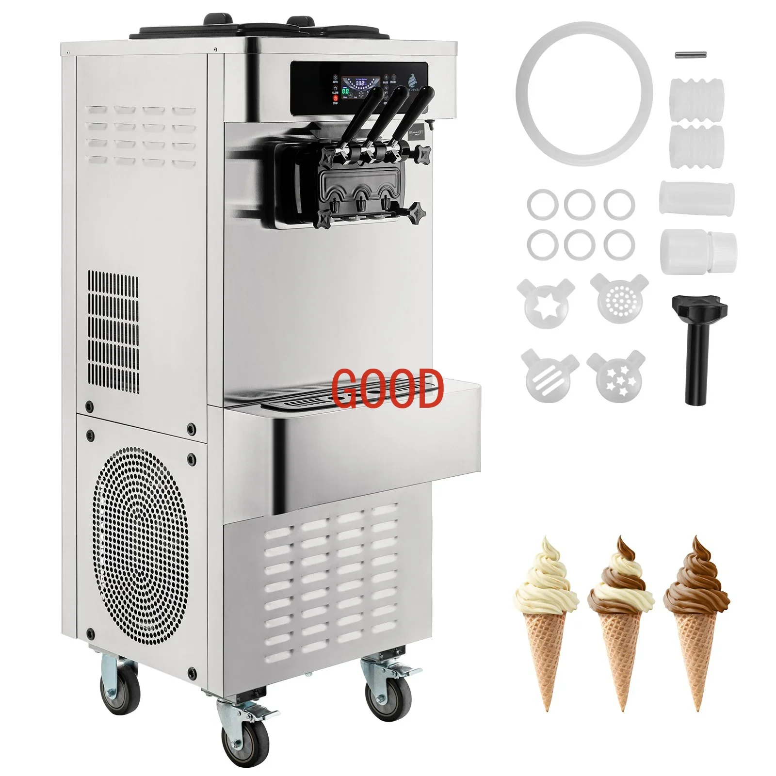 YKF-9236 20-28L/H  2+1 Flavors Overheat Protection Soft Serve