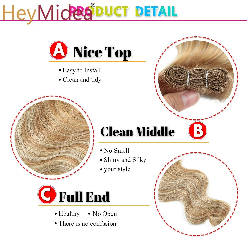24"Body Wave Hair Bundles Weft Hair Piano Ombre Blonde Natural Synthetic Hair Extensions Thick Ponytail Loose Deep Hair Weaving view 4