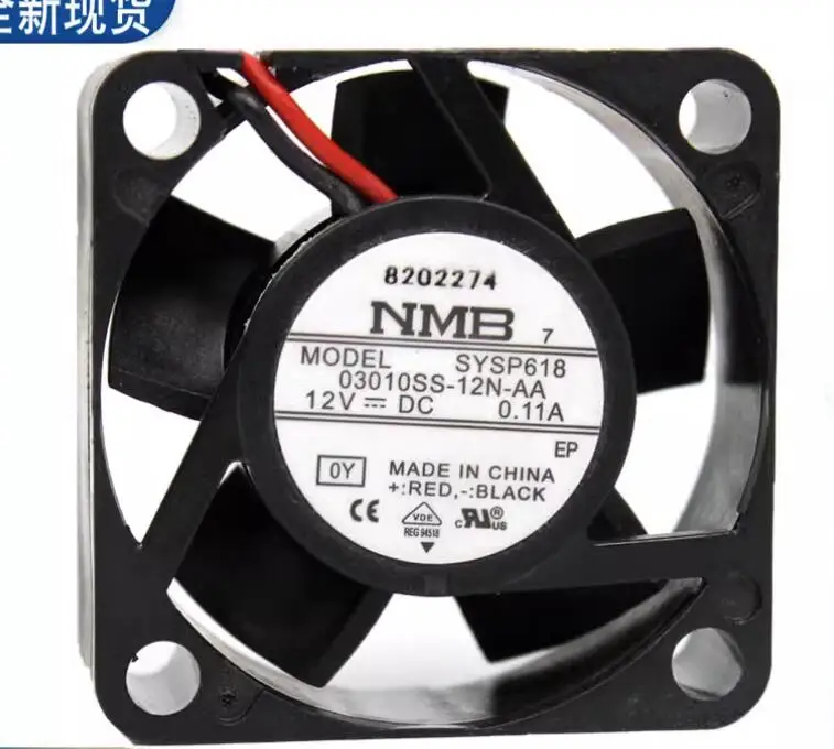 

NMB 03010SS-12N-AA DC 12V 0.11A 30x30x10mm 2-Wire Server Cooling Fan