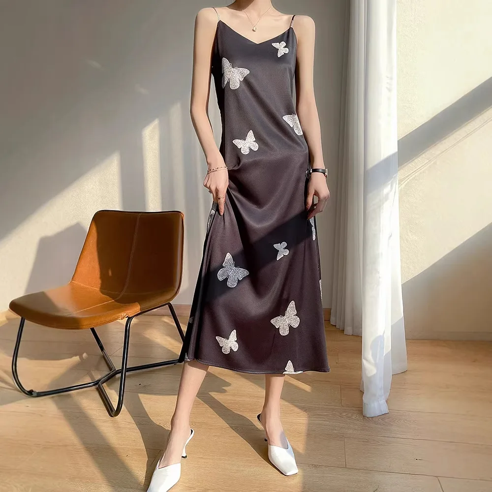 

Women Dresses Spring Summer 2026 Sleeveless Spaghetti Strap Loose Basic Office Lady V-neck Korean Elegant Fashion Long Dress