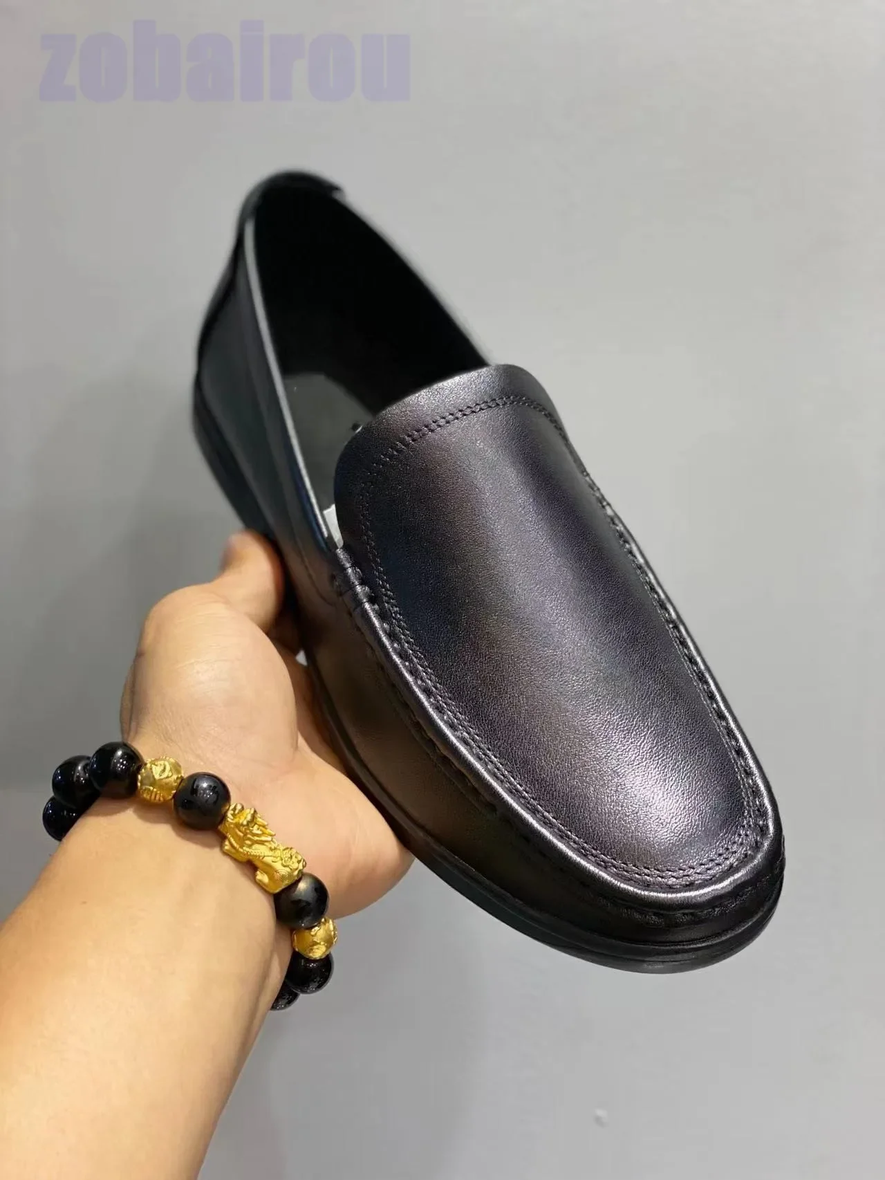 

Classic Casual Genuine Leather Men's Shoes Black Dark Brown Solid Color Slip On Cowhide Leather Men's Loafers Shoes Size 38-44
