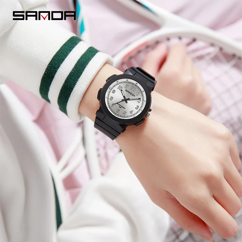 SANDA Women Watches Fashion Silicone Analog Quartz Wrist Watch Baseball Sports Waterproof Boy Girl Casual Clock Children Gifts