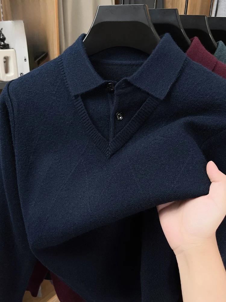 

Мужской вязаный свитер Lormen с воротником-стойкой: модный, удобный, теплый, зимний, повседневный, деловой, однотонный