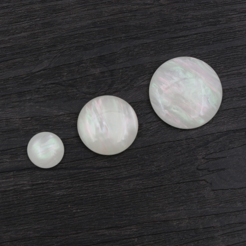 New Fashion 12mm 20mm 25mm White Shell Color Flat Back Resin Cabochons Cameo DIY Jewelry Making Accessories