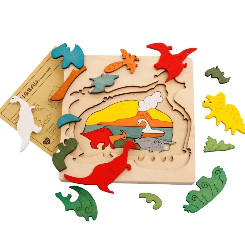 

TOPMAYA Creative Animal Jigsaw Puzzle Wooden Three-Dimensional Multi-Layer 3D Brain-Burning Laser Engraving Children Toys P549