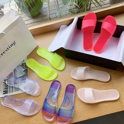 Women Slippers Pvc Transparent Crystal Casual Shoes Ladies Sandals Fashion Summer Clear Flip Flops Flat Slippers Zapatos Mujer