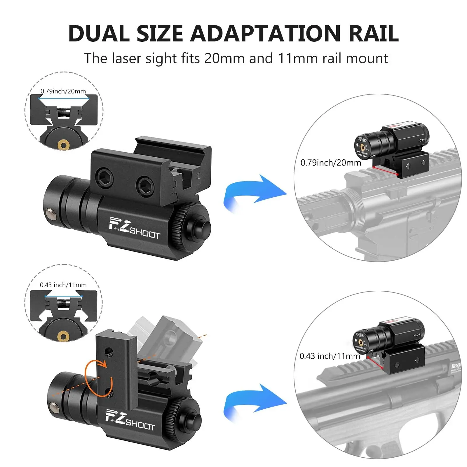 MidTen Red Dot Laser Sight Scope with Adjustable Picatinny Rail Mount Rifle Pistol Airsoft Laser with Batteries For 11mm/21mm