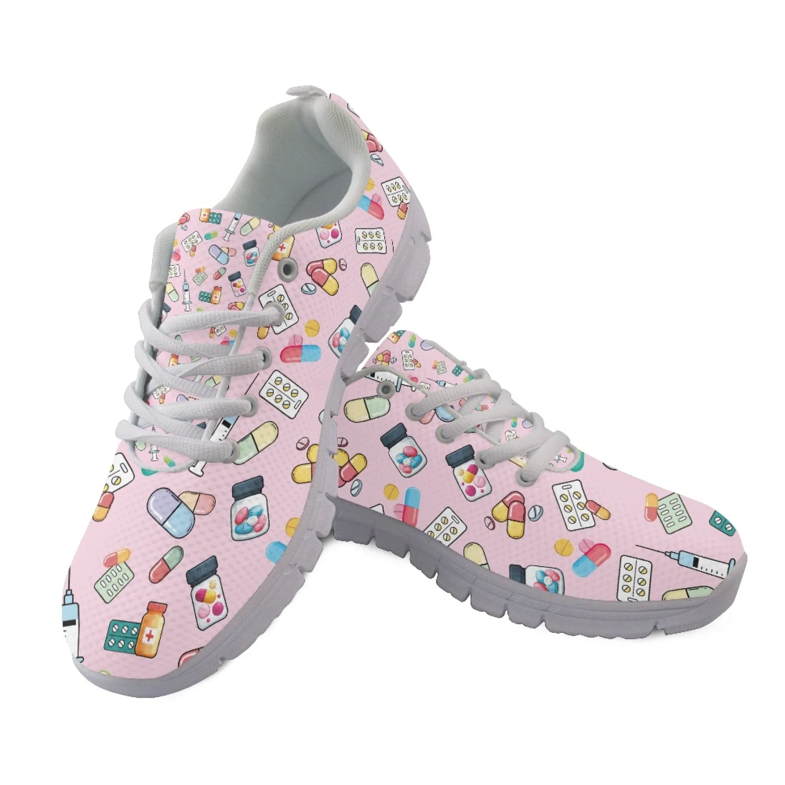 Coloranimal Lace Up Breathable Tennis Shoe for Women Women's Sneakers for Jogging Medical Supply