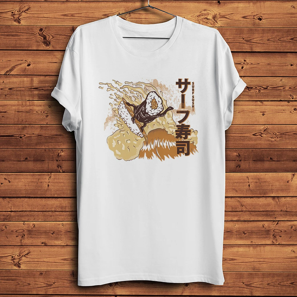 Surf Sushi,surfing Nigiri surfer,funny Tshirt Men,white Casual Short Sleeve T-Shirt,Unisex Gift Tee,Breathable Print