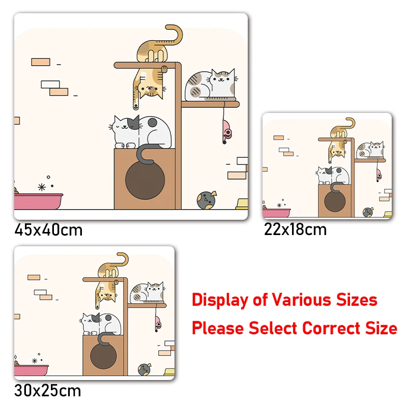 E-Sports Mousepad Kawaii Cat Cartoon Cute Animal Kitty Speed Mice Pad Premium Locking Edge Mouse Mat Ultrafine Surface Desk Mat