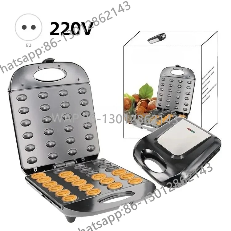 Electric Walnut Cake Machine 1400W 24pcs Capacity Automatic Mini Nut Waffle Bread Machine Non-stick Double Sided Heated Toaster