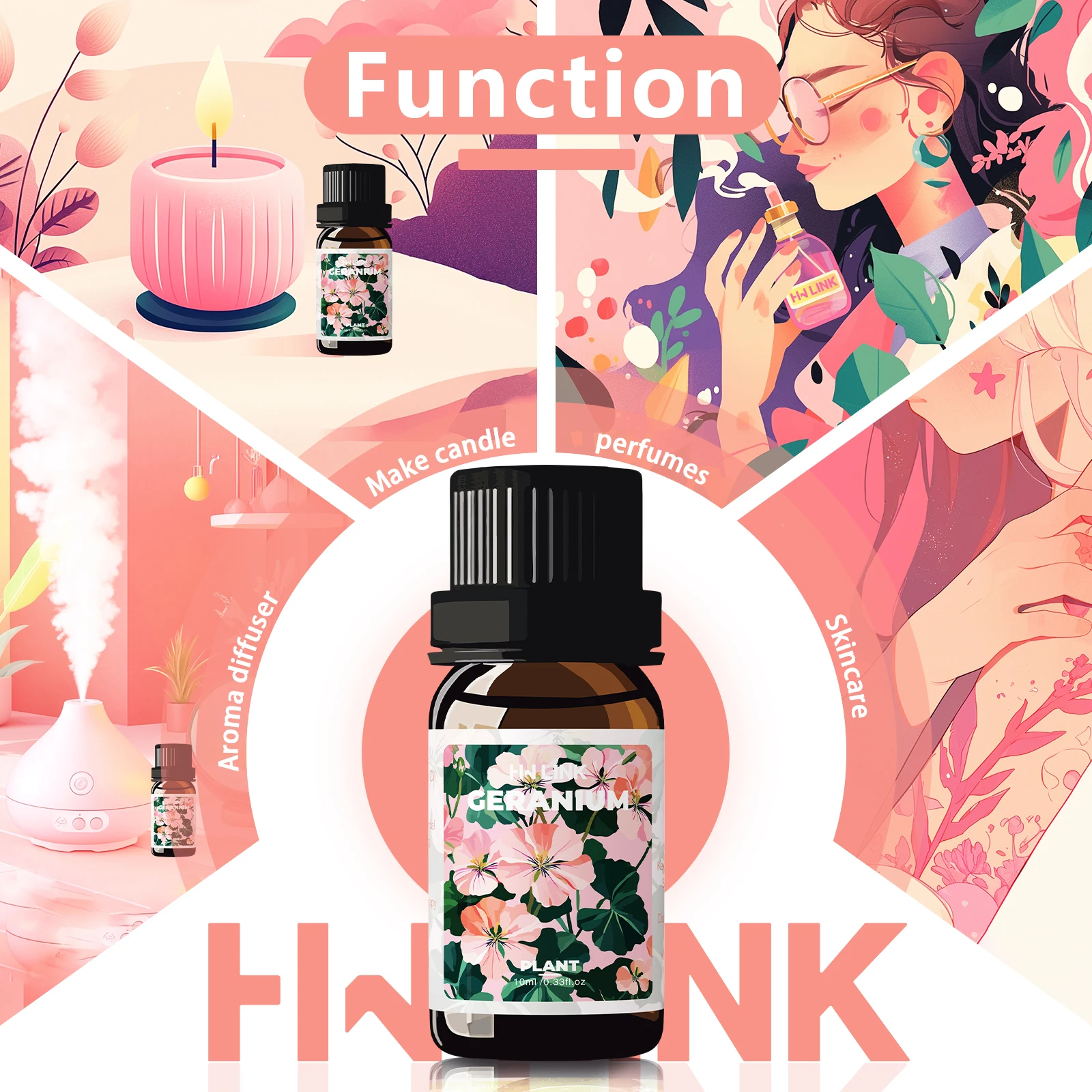 ゼラニウム エッセンシャル オイル 10ml 100% 純粋な天然ディフューザーとアロマセラピー、キャンドル作りゼラニウム香水ギフト瞑想