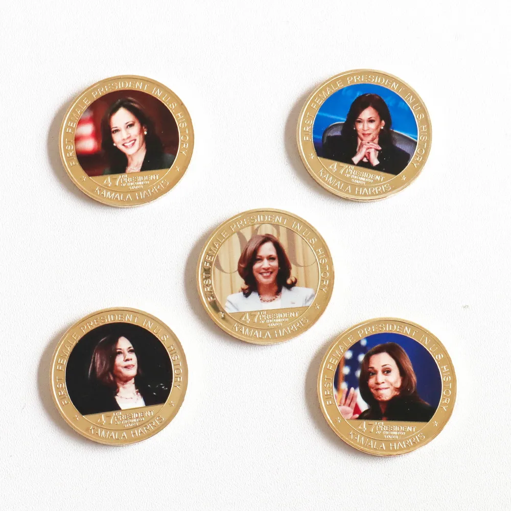 5pcs Kamala Harris Commemorative Coins Set Presidential Campaign Collectible Coins US First Woman Vice President Medals Gifts
