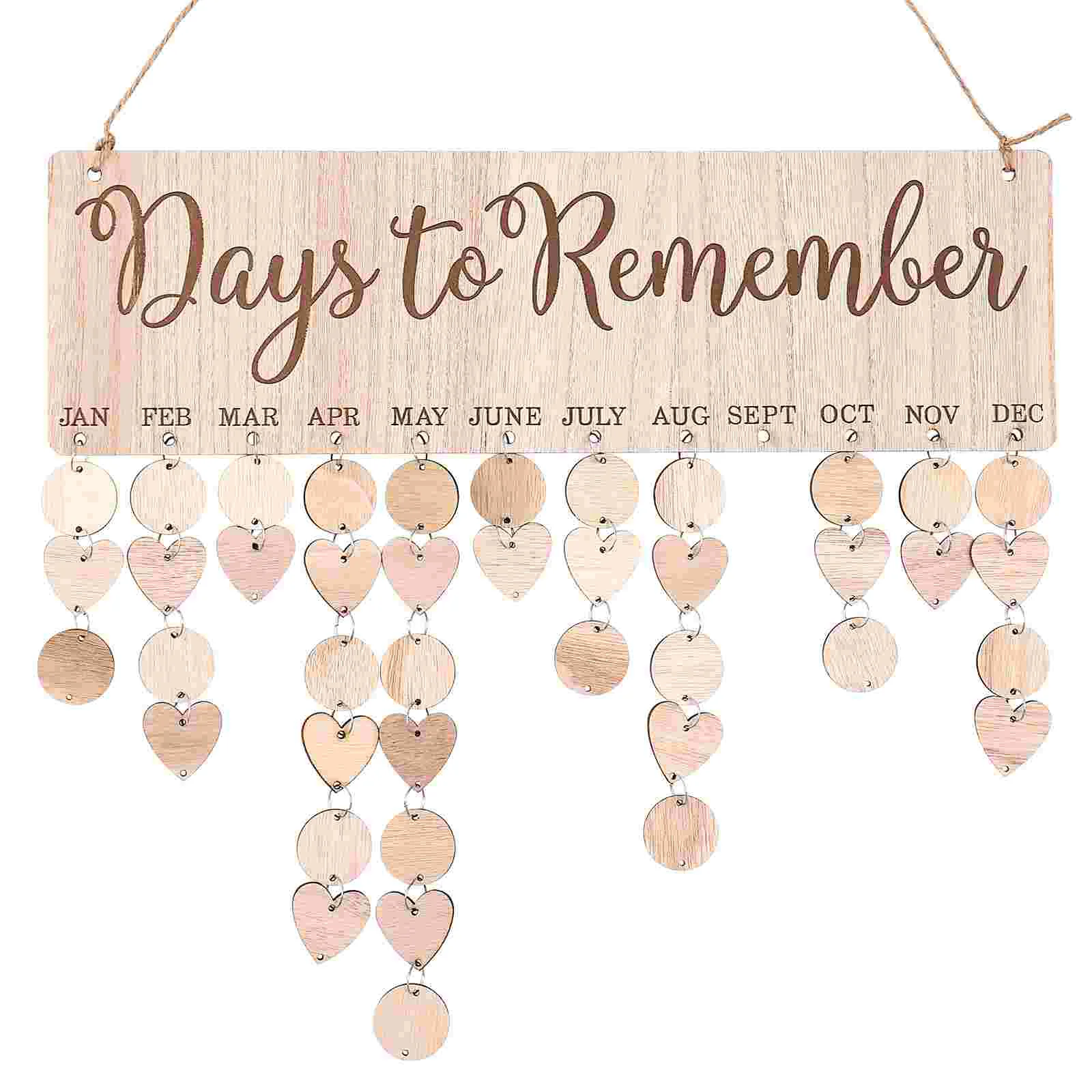 Wooden Calendar Hanging Tag Birthday Plaque Calendars Listing Manual Board Family Reminder