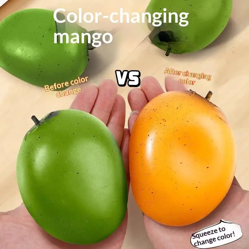 1Pcs Color-changing Mango Squeeze Ball Mango Stress Ball ASMR Sensory ADHD Anti Stress Relief Fidget Toys For Kids & Adults
