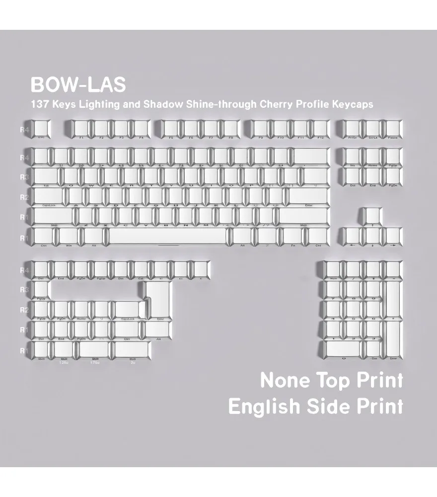 

Keycap Korean Russian Arabic European small language Cross-border double engraving light transmission Pbt original BOW
