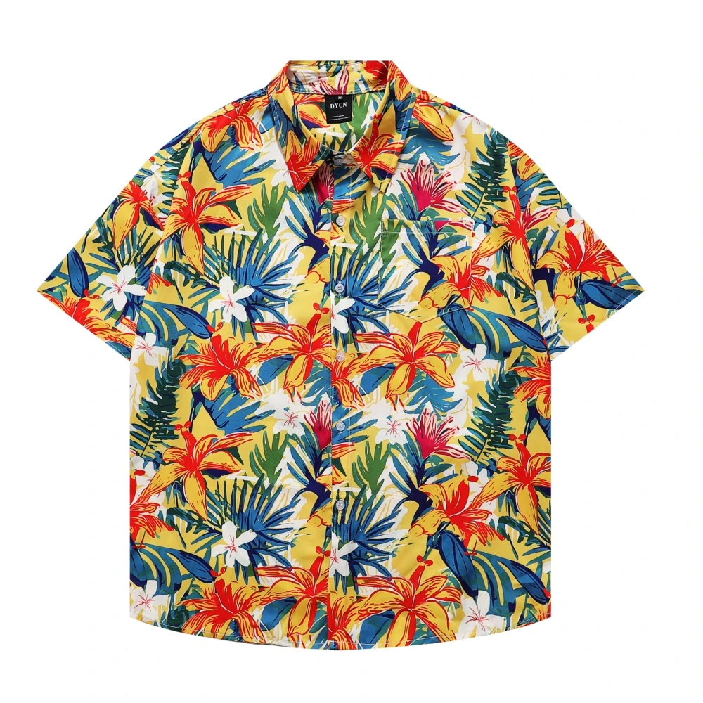 Camisas de praia havaianas retrô unissex, camisa estampada com flores e plantas Harajuku, streetwear Hip Hop, casual Aloha Fashion Button Tops, verão