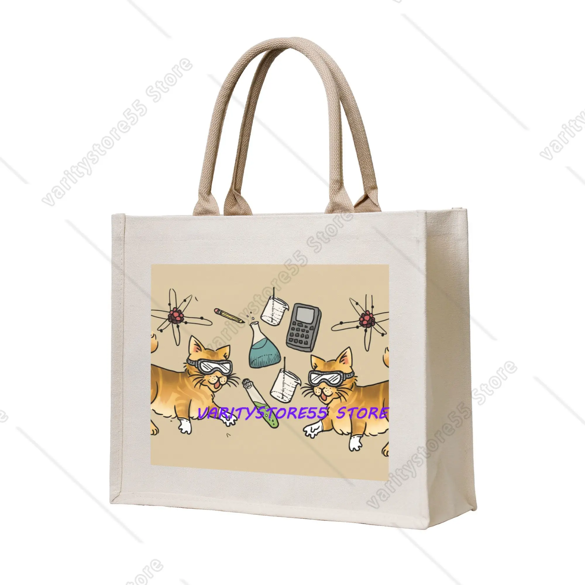 Custom Stem Cats Shopping Bags Women Portable Large Capacity Grocery Science Chemistry Biological Shopper Tote Bags