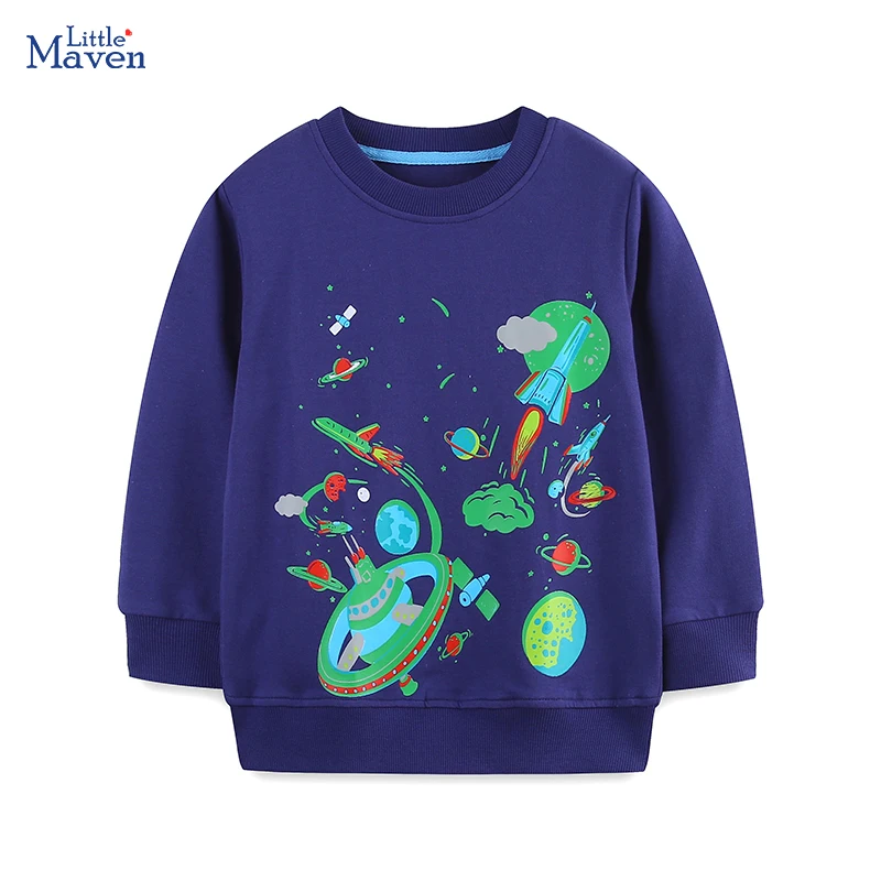 

Little maven Hoodies Kids Clothes Baby Boys Children's Clothing 2024 Autumn Spring New Cartoon Space Rockets Infants Sweatshirts