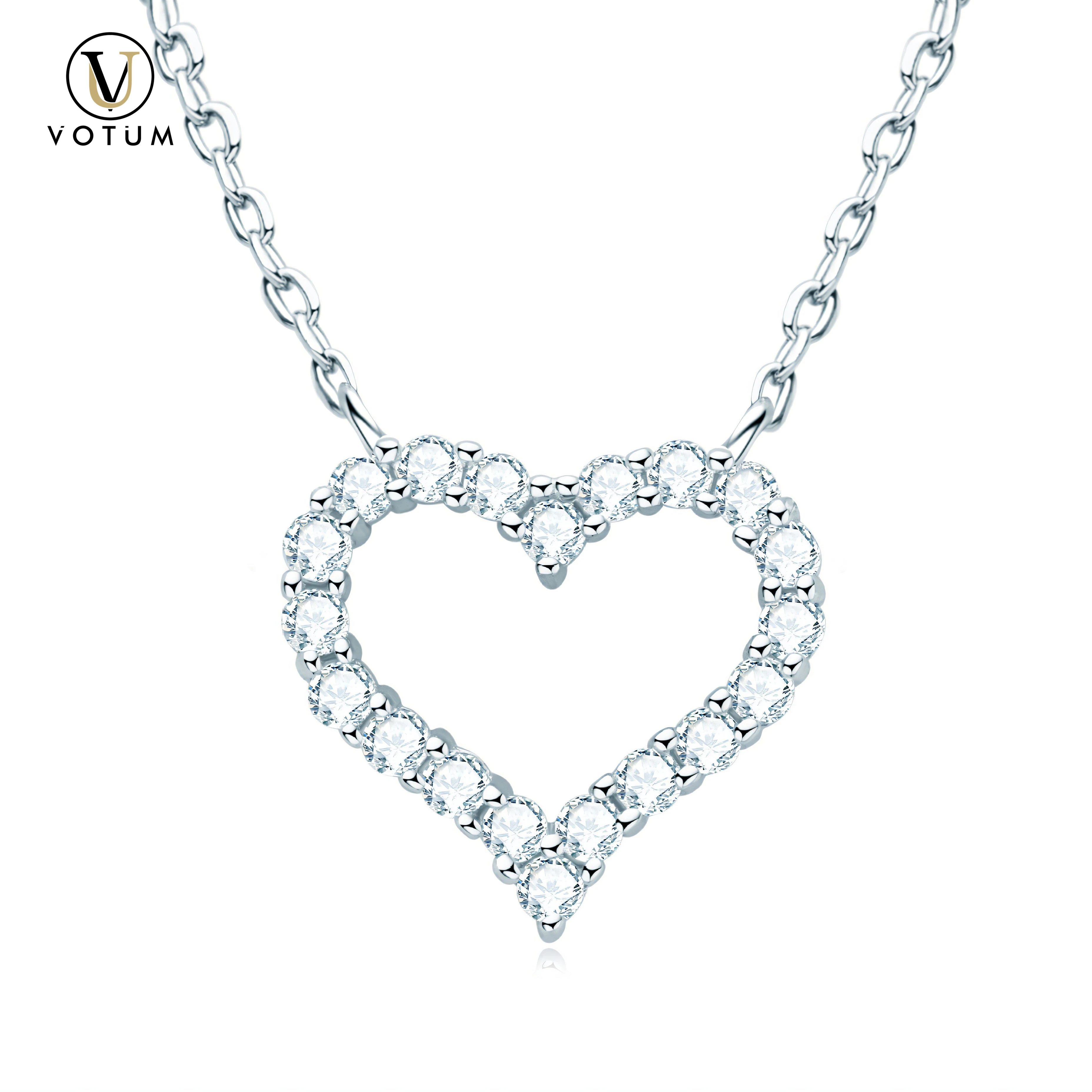 

Votum Silver 925 Chain Necklace Heart Pendant White Gold Plated Moissanite Diamonds Luxury Jewelry for Women Gift Fine Jewellery