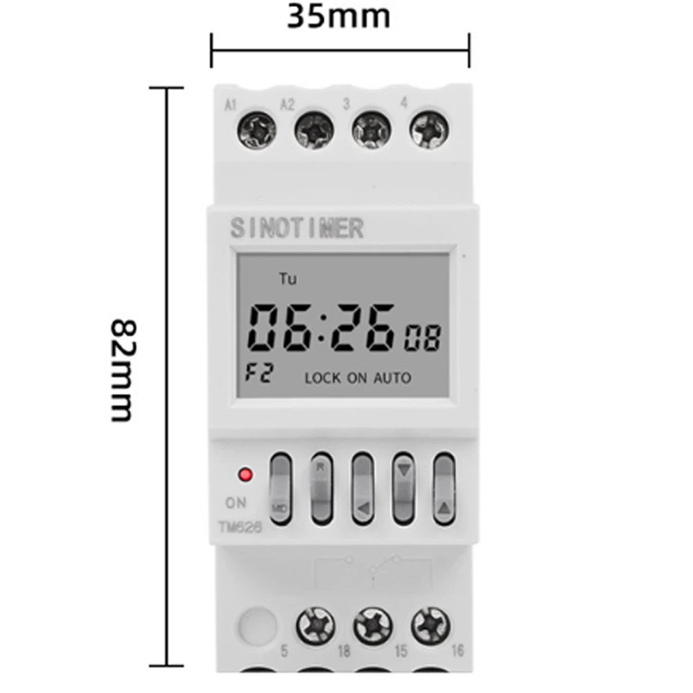 TM626 2 Channel Timer Switch 220V Two Groups Output Separate Control 7 Days Weekly Programmable Timer 35mm Din Rail Installation