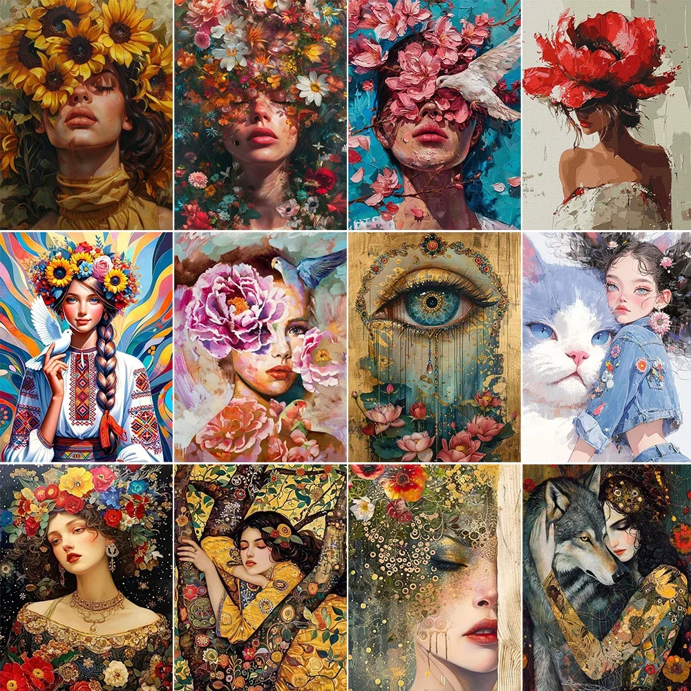 Coloring By Numbers Adults Hand Painted Acrylic Paint Painting Kits Abstract Flower Women Picture For Bedroom Home Decor Pintura