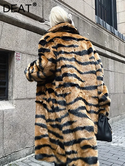 Faux fur tiger coat deals