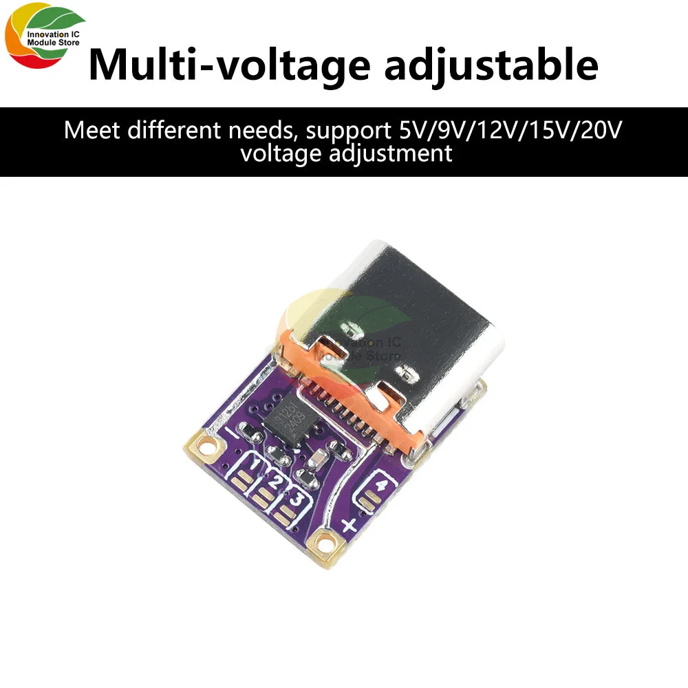 وحدة شحن سريعة PD3.0 PD3.1 QC3.0 فخ تيار مستمر 5 فولت/9 فولت/12 فولت/15 فولت/20 فولت واجهة من النوع C إلى مشغل تيار مستمر لتوصيل الطاقة بكفاءة