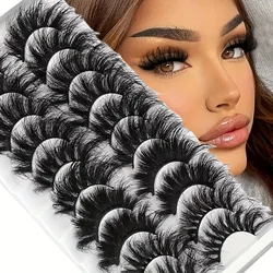 10 Pairs Fluffy Thick Faux Mink Eyelashes, Reusable Cat Eye Fake Lashes, Formaldehyde-free Pair Form Lashes Set