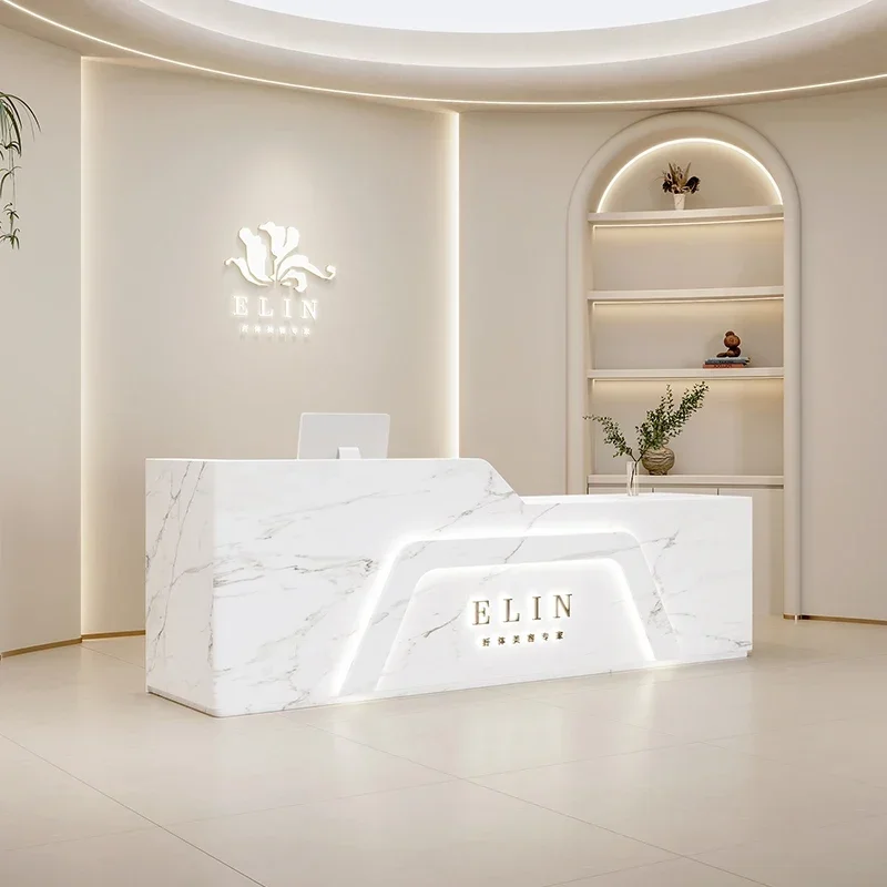 Front Desk Reception Counter Clothes Modern Luxury Furniture Entrances Tables Shop Service Receiption Salon Bureau Reseption Bar