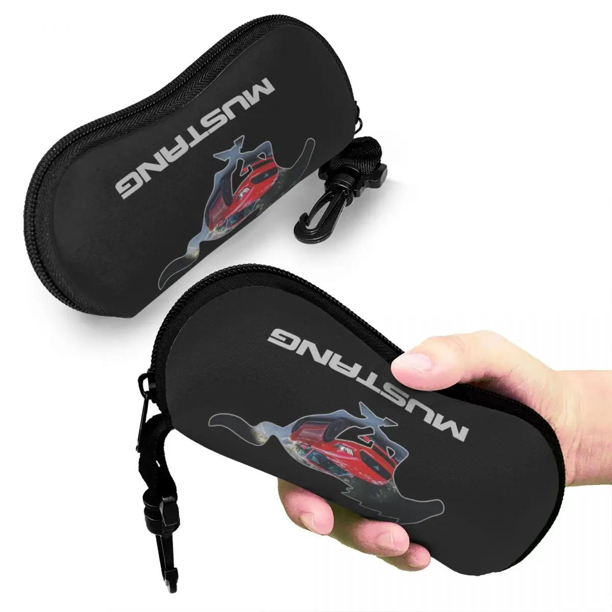 Ford Mustang Logo Design Shell Glasses Case Protective Sunglasses Box Women Men Soft Eyeglasses Bag Pouch