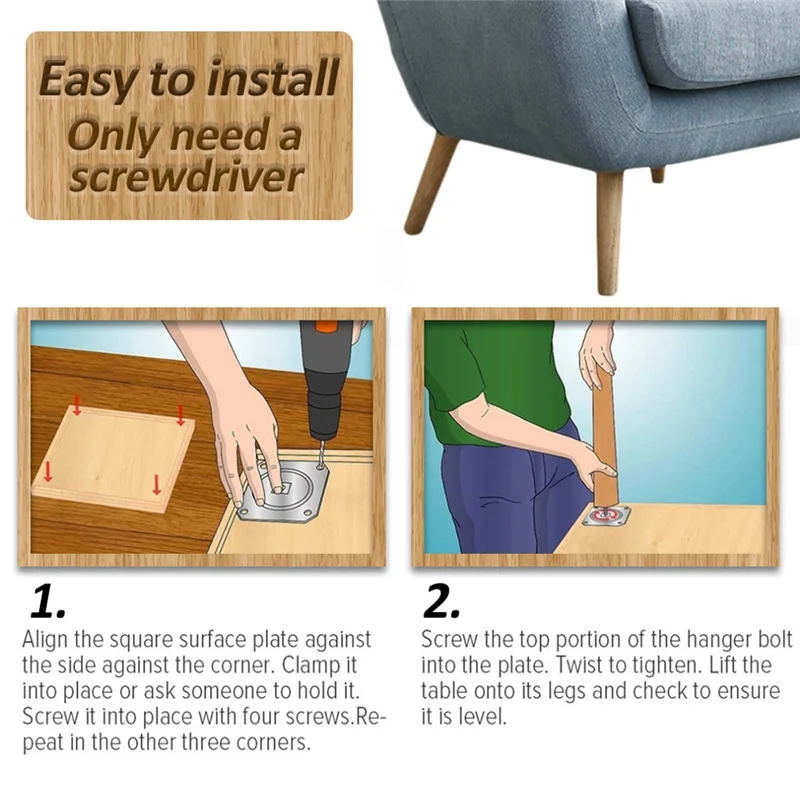 

AD-4 Pieces Furniture Legs Wood Solid Furniture Straight Table Legs Non-Slip Chair Legs Replacement Accessories