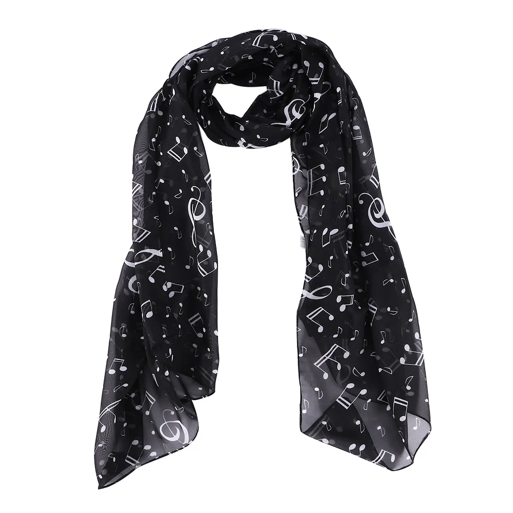 

Arrival Ladies Gift Accessory Treble Clef Printed Women Neck Scarf Muffler Shawl Chiffon Silk Scarf Music Note Printed Scarf