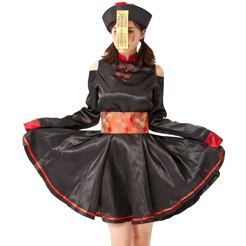 

Zombie Retro Embroidery Print loween Cosplay Zombie Dr Stiers Women's Ethnic Costume Stage Costume