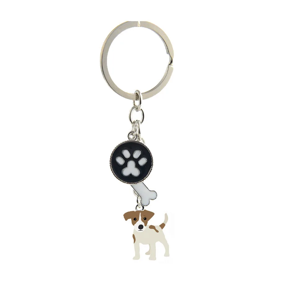 Cute Cartoon Jack Russell Terrier dog Keychain pet animal dog Key Chains Keyring Bag Pendant Hanging Jewelry Gift