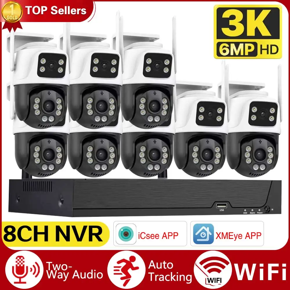 

H.265 6MP Outdoor IP Camera Full HD 8CH Wireless NVR Security WIFI System Kit Surveillance CCTV Face Audio Video Recorder ICsee