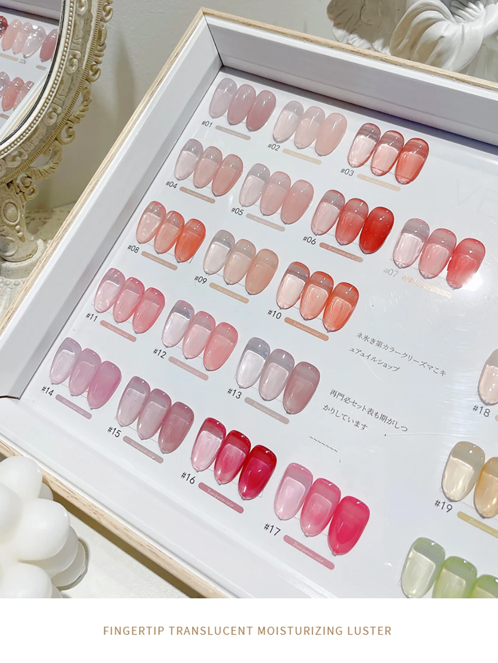 Vendeeni 24 Farben Jelly Transparenter Gel-Nagellack Nude Pink Hautfarbe UV Soak Off Gel-Lack Jade Nail Art Gel-Lack 15ml – Detail 3