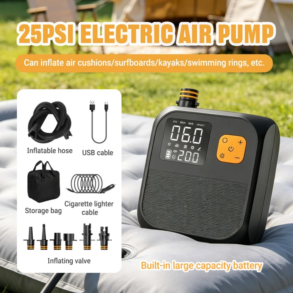 Rechargeable SUP Air Pump 25PSI Electric Paddle Board Pump Portable For Inflatable Kayak Boat Surfboard Inflation