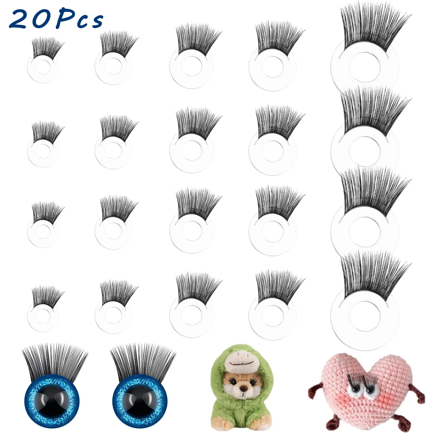 

20Pcs Safety Eyelashes for Doll Making Eye Make Up Accessories Crafts Eyelashes Plastic Stuffed Crochet Eye Lashes for Amigurumi