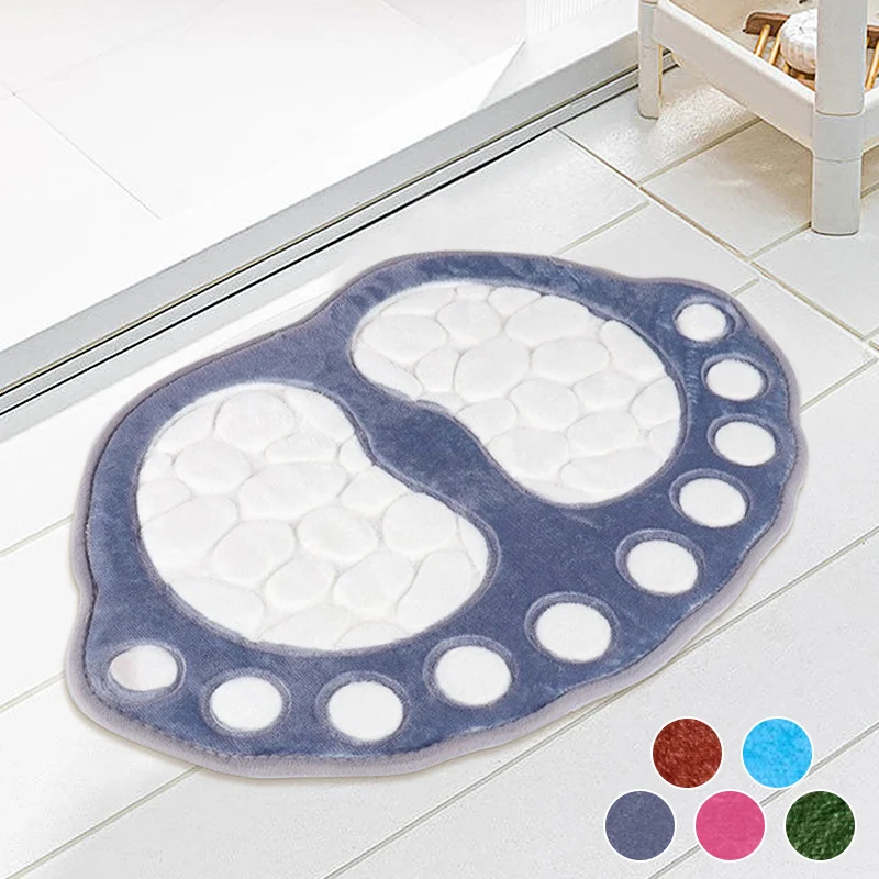 

Bathroom Rugs Mats Super Absorbent Non-slip Bath Rugs Washable Cobblestone Bath Carpet Cute Foot Shaped Memory Foam Area Rug