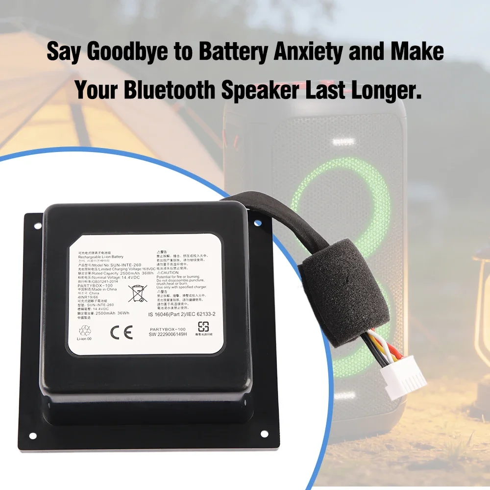 ETESBAY SUN-INTE-260 Rechargeable Battery For JBL PartyBox 100 Bluetooth Speaker 14.4V 2500mAh