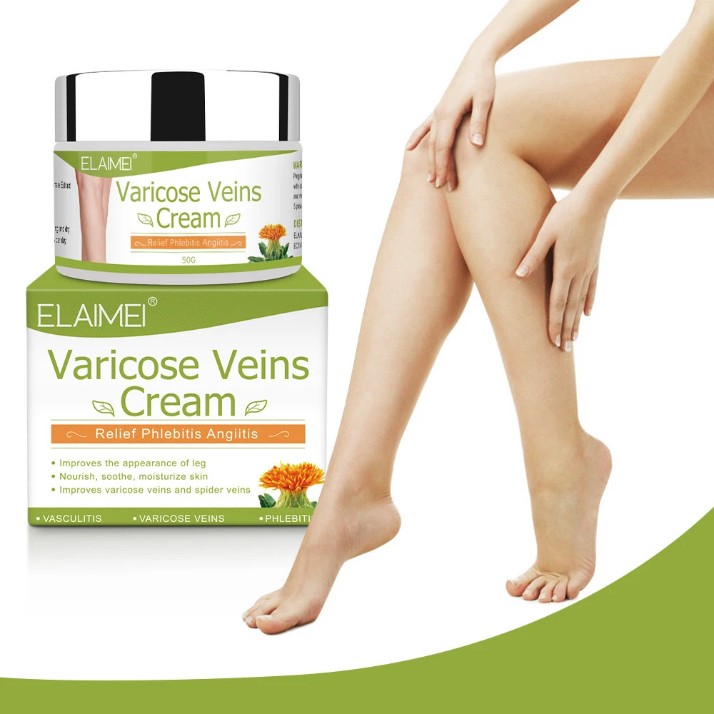 Imagem -05 - Pomada Veias Varicosas Creme de Cártamo Aliviar Dores Pernas Bulging Reparação de Sangue Vermelho 50g