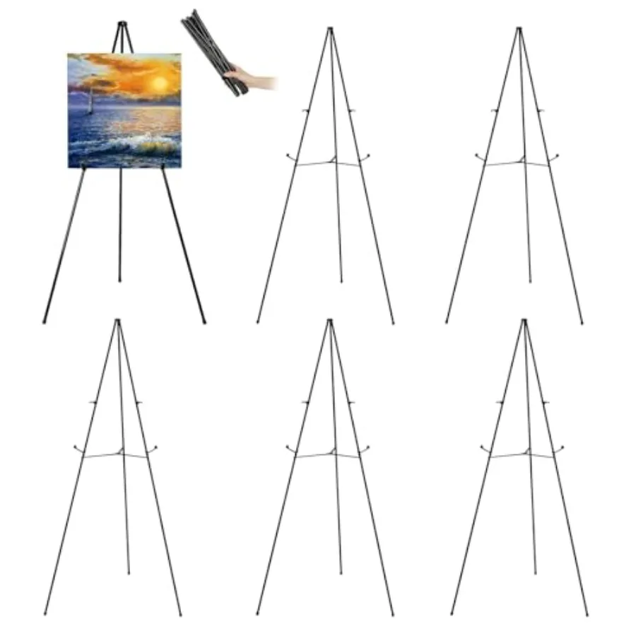 Tall Display Easel Stand for Wedding Sign Poster Foldable and Adjustable Floor Metal Easels for Display Painting Arts with Port