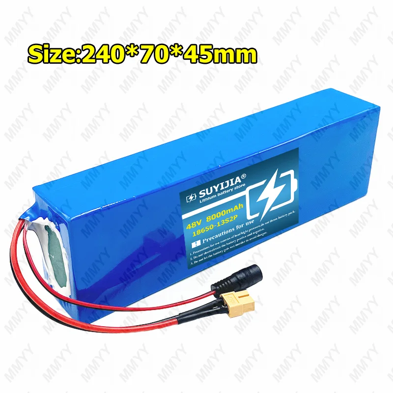 48V 8000mAh 13S2P 18650 Rechargeable Lithium Battery Pack 13S2P with 30A BMS Modified Scooter Electric Vehicle with 54.6V charge